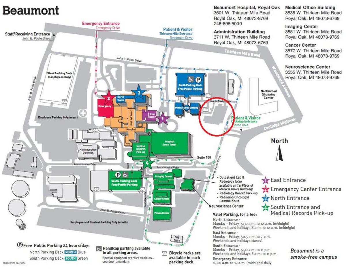 mapa Beaumont nemocnice