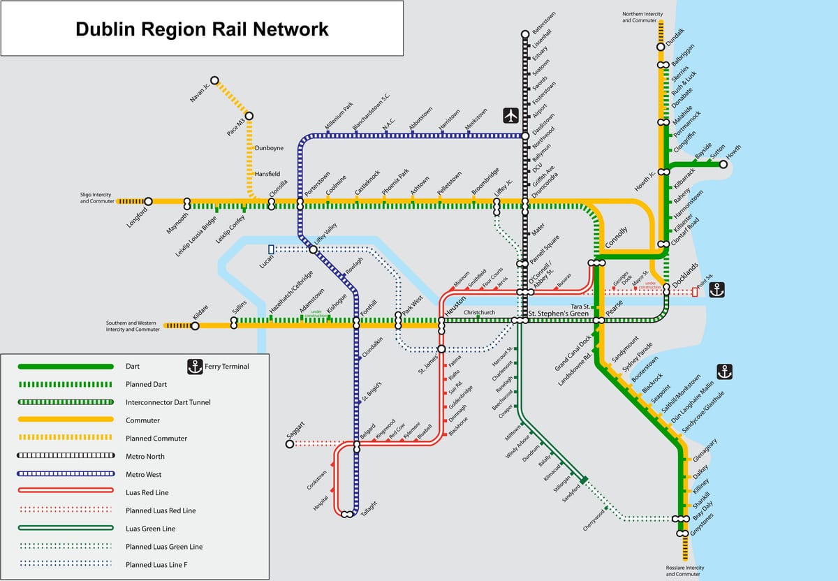 mapa DART linky Dublin