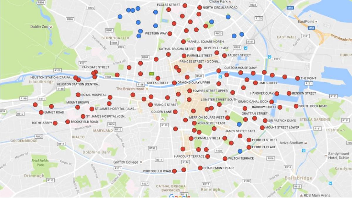 Dublinbikes mapě