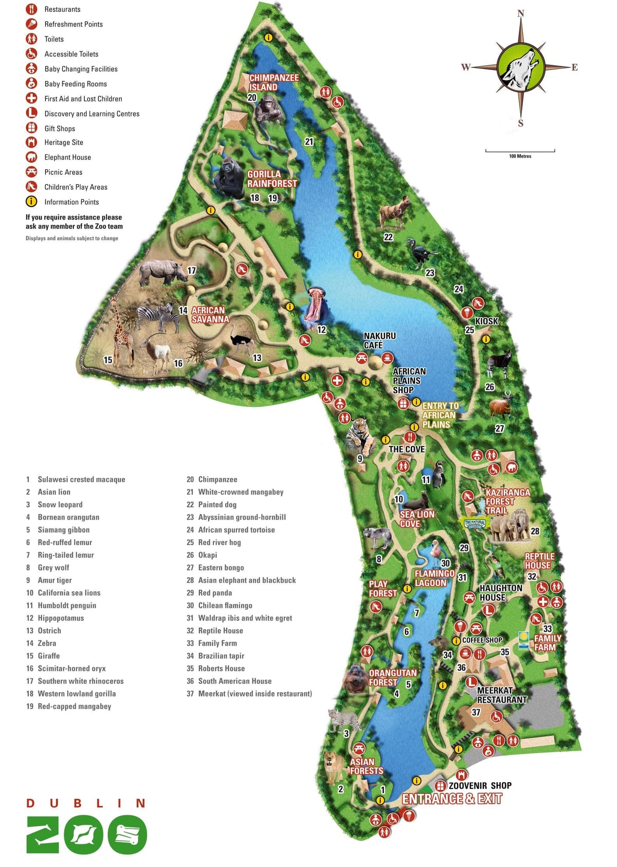 mapa Dublin zoo