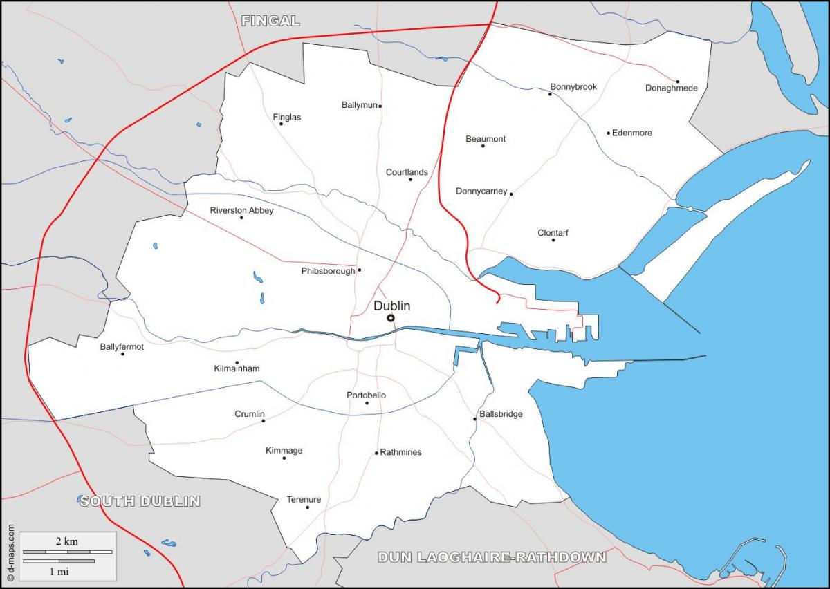mapa Dublinu čtvrtí