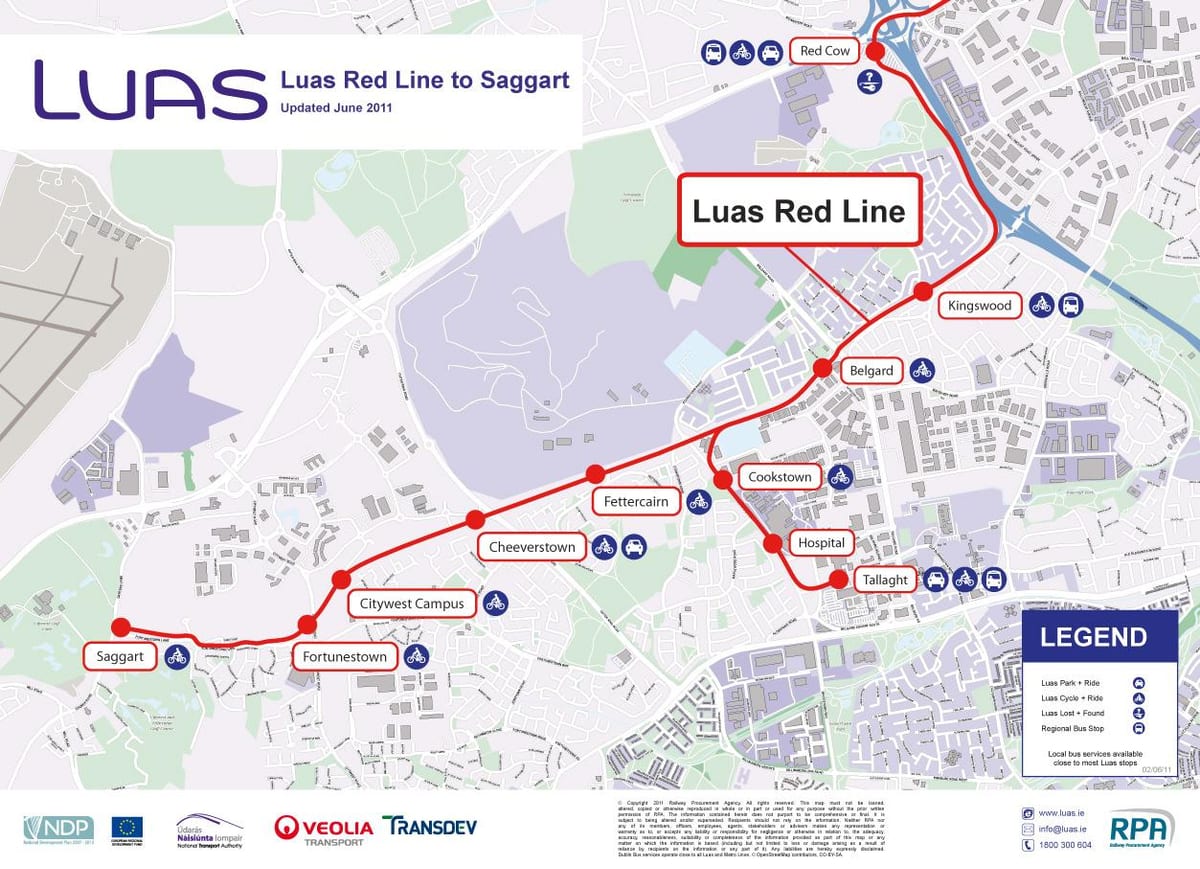 Dublin Luas mapě