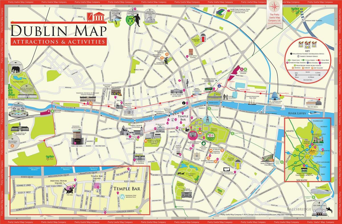 mapa Dublinu turistické atrakce
