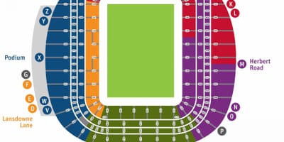 Aviva stadium sedadla mapě