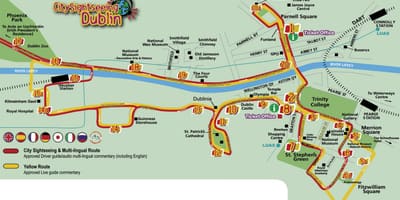 Dublin Hop on hop off mapa trasy